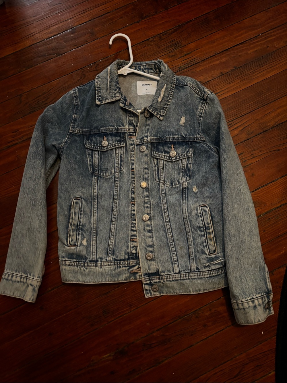 Old Navy Women's Light Wash Distressed Denim Jacket - Blue
